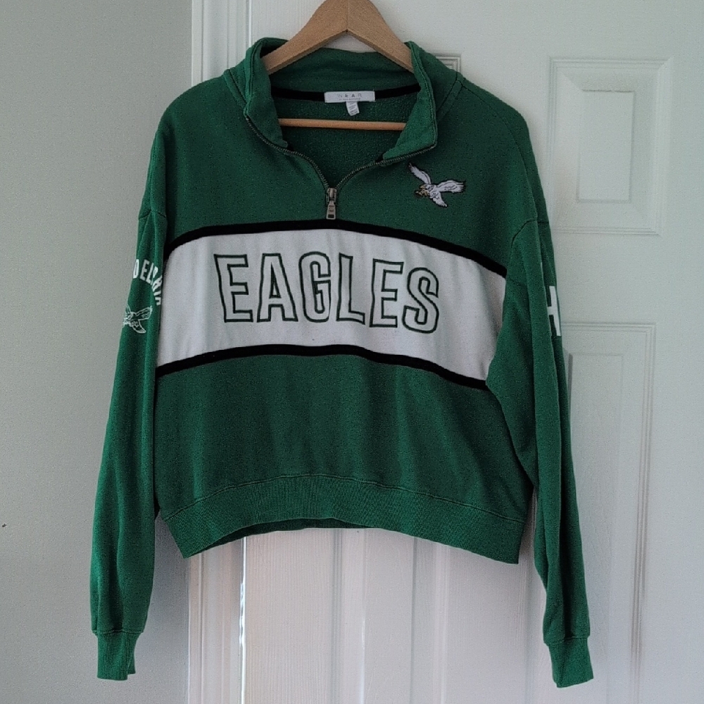 Philadelphia Eagles Cropped Zip Up Sweatshirt